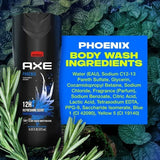 AXE Body Wash Phoenix 4 Count 12h Refreshing Scent Crushed Mint & Rosemary Men's Body Wash with 100% Plant-Based Moisturizers 16 oz