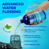 WATER DENT 2-in-1 Water Flosser Rinse & Mouthwash, Teeth Care, Concentrate 1:10, IRRIGANT, Add to Water Flosser,Mint Flavor (Pack of 2 -Value of 372 fl.oz), Alcohol Free, Fluoride Free