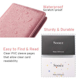 Sooez Leather Professional Business Card Book Holder Organizer, 240 Card Capacity PU Name Card Credit Cards Booklet (Pink)