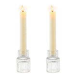 Romadedi Glass Candle Holder for Candlestick - 2Pcs Clear Small Tapered Candle Holders Wedding Decor Table Centerpiece for Candle Sticks Christmas Party Table Living Room Dinner Advent