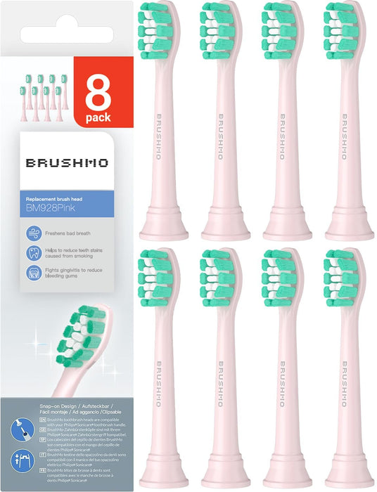 Brushmo Replacement Toothbrush Heads Compatible with Philips Sonicare Electric Toothbrush, Pink, 8 Pack