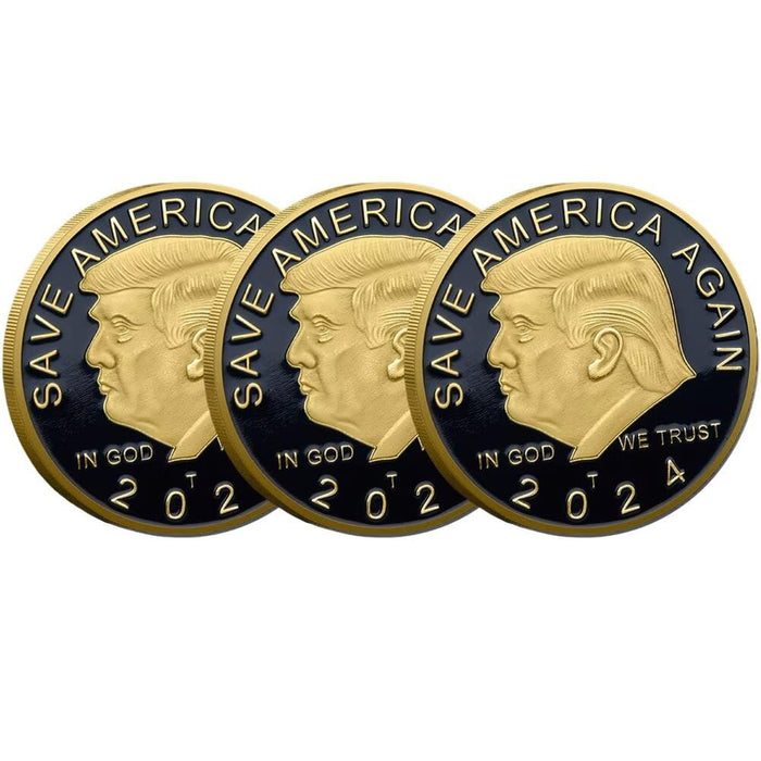 3pc President Donald Trump Coin, Trump 2024 Coin Save America Again Challenge Coin