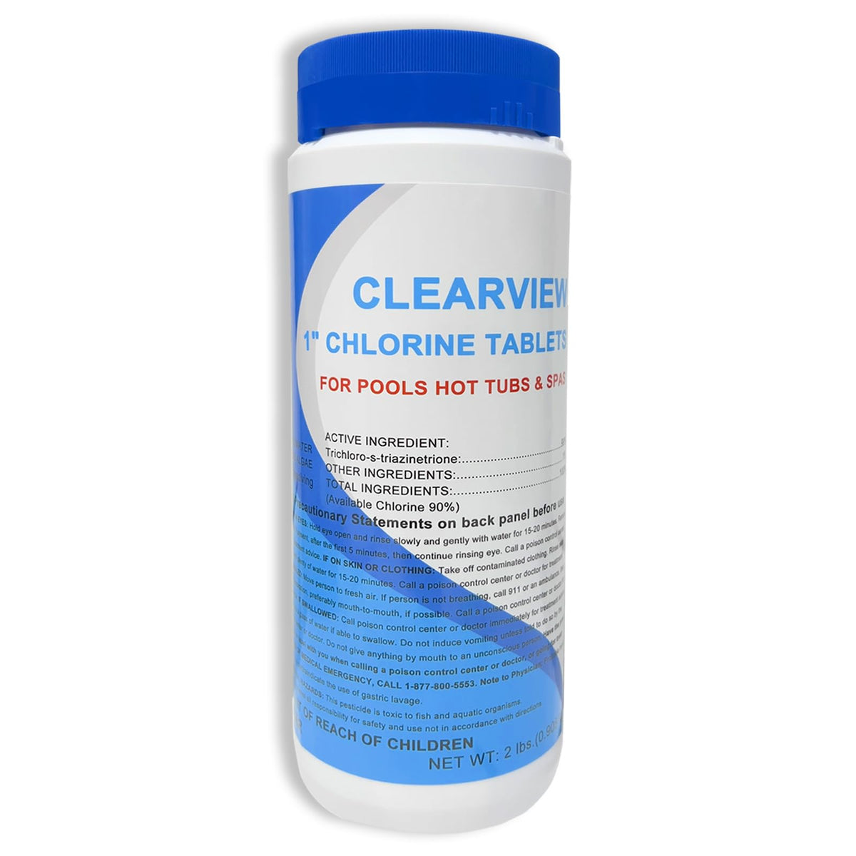 ClearView Stabilized Chlorine Tablets 1 Inch 2 Lbs for Pools, Slow-Dis