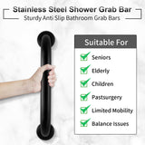 2 Pack Shower Grab Bar, Stainless Steel Bathroom Grab Bar, Shower Handle, Bath Handle, Grab Bars for Handicap Elderly Seniors Bathroom Safety Grab Bar (18 Inch，Black)