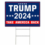 Shmbada Trump 2024 Take America Back Yard Sign with Metal Stake - 20 x 14 Inch Double Sided Outdoor Decorative Trump Signs for Garden Yard Lawn House