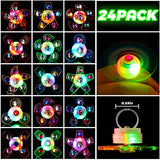 Mikulala 24 Pack LED Light Up Fidget Spinners Rings Party Favors for Kids, Halloween Party Favors Prizes Box Toys Birthday Gifts Goodie Bag Stuffers Glow in The Dark Party Supplies