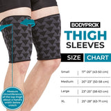 Bodyprox Thigh Compression Sleeve (1 Pair), Hamstring Compression Sleeve for Men and Women (X-Large)