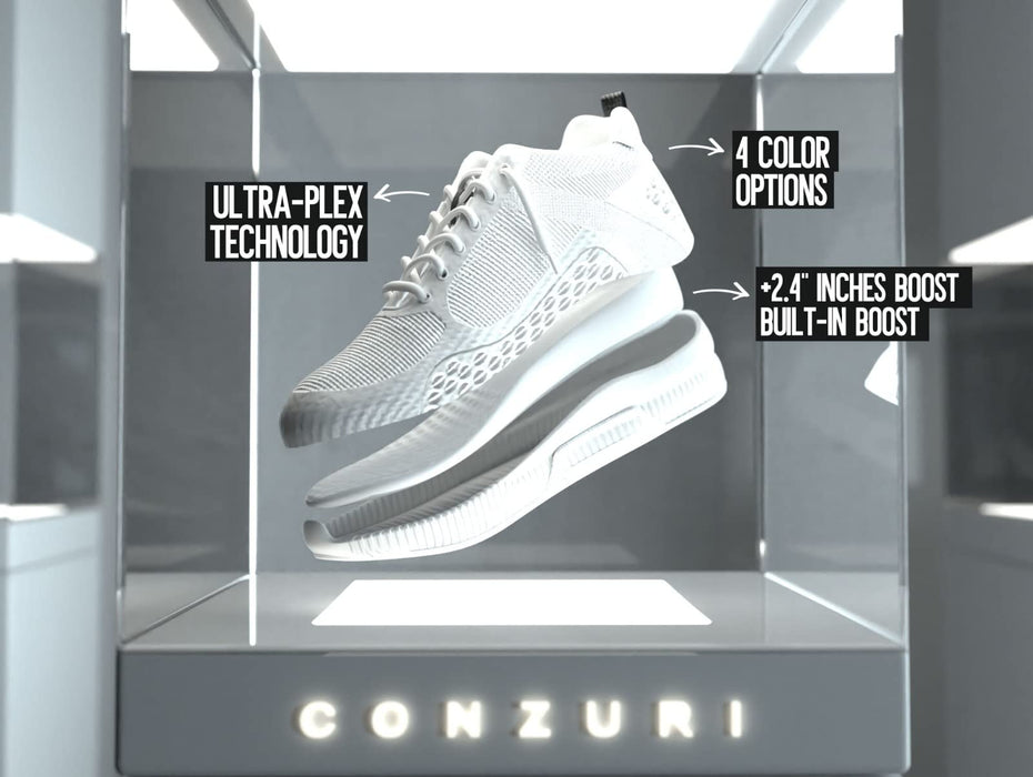 Conzuri Official V2 Cloud Runners Shoes for Men-Height Increasing Shoes Elevate Your Height by 2.4 Inches-Elevator Shoes for Casual/Professional Settings White Ice