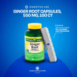 Spring Valley, Ginger Root Capsules 550 MG, Ginger Root, Capsules 100 Count + 7 Day Pill Organizer Included (Pack of 1)