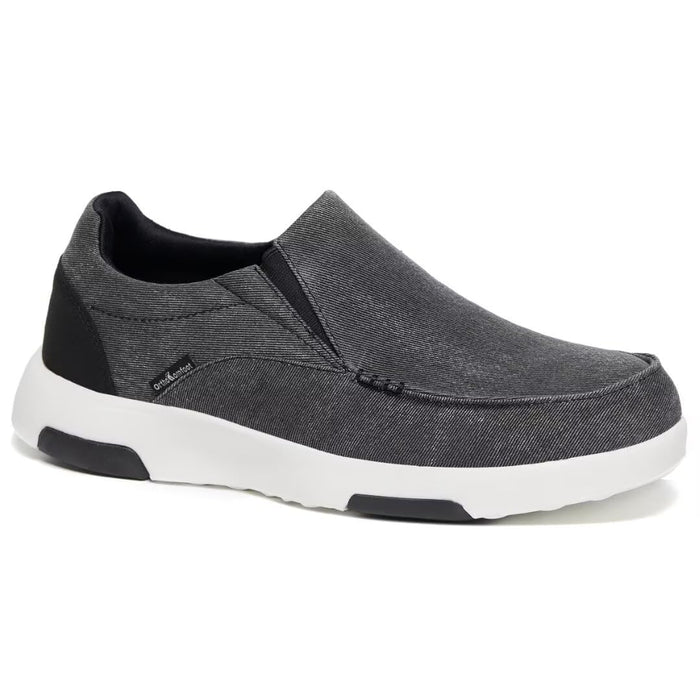 OrthoComfoot Orthopedic Shoes for Mens, Elderly Plantar Fasciitis Supportive Boat Shoes for Flat Feet, Comfortable Loafers for Foot and Heel Pain Black Size 11.5