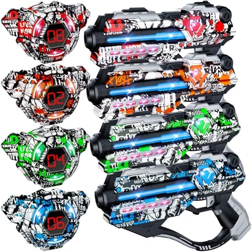 Laser Tag Guns Set of 4 Laser Tag Guns with Digital LED Score Display Vests,Gifts for Teens and Adults Boys & Girls,Adults and Family Fun,Gift for Kids Ages 8 Year Old Boy