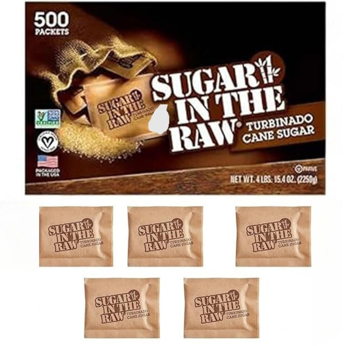 Sugar InThe Raw Brown Sugar Packets – 500 Count Individual Sugar Packets – Premium Unrefined Turbinado Sugar for Office, Home, Coffee Shop, Restaurants – Intense and Robust Flavor