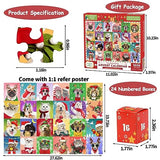 Advent Calendar 2024 Christmas Jigsaw Puzzles, Christmas Dogs & Cats Christmas Holiday Puzzle for Kids Adults 24 Boxs 1008 Pieces Puzzles for Boys Girls Countdown to Christmas Gifts Stocking Stuffer