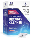 Retainer Cleaner & Denture Cleanser - 180 Effervescent Tablets 6 Month Supply Removes Stains, Discoloration, Odors, Plaque Clear Aligners, Mouth Night Guard, All Dental/Oral Appliances