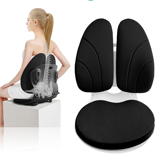 YOOBEBEST Ergonomic Chair Back Support,Lumbar Support for Improves Posture and Relieves Back Pain,Perfect for Office Chair,Gaming,Home-Work,Foldable and Adjustable,Washable Seat Cushion Cover.(Black)