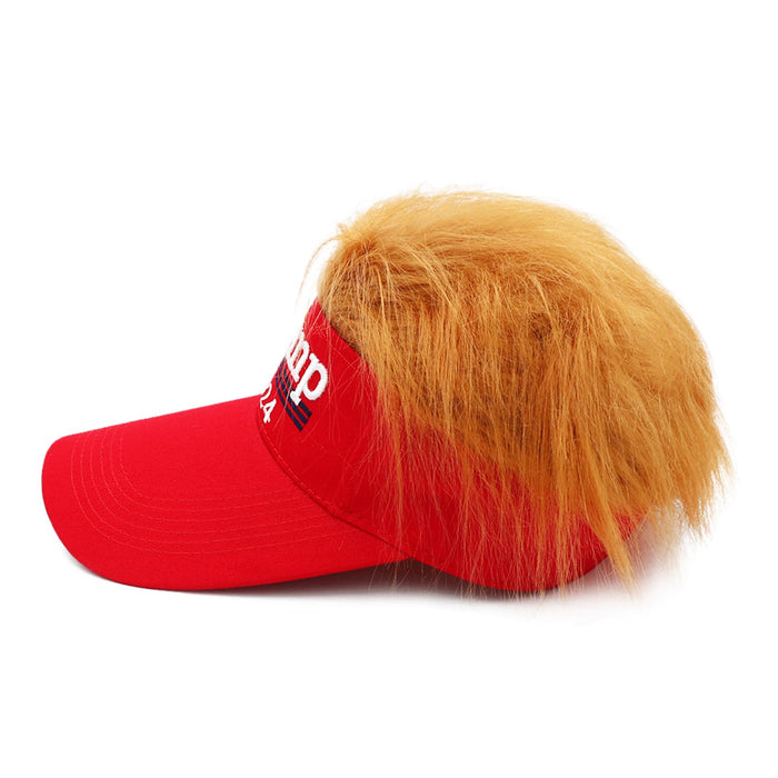 Trump Merchandise Trump Hat with Hair MAGA Hat Trump 2024 Make America Great Again Hat USA Donald Trump 2024 Hat Trump Red