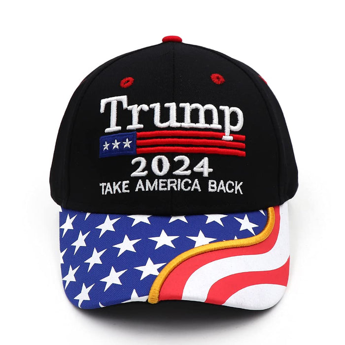 Trump 2024 Hat MAGA Hat Embroidered Take America Back Donald Trump Slogan USA Adjustable Blue Baseball Cap for Woman Men