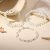 3PCs Moonstone Bracelet for Women 8mm Crystals and Healing Stones Bracelet Natural Stone Beaded Bracelets Handmade Stretch Gemstone Bracelet Healing Jewelry Christmas Gifts for Women Girls