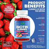 Biotin 10,000mcg Gummies for Women & Men (100 Count) - 2x Extra Strength Biotin for Hair Growth, Skin & Nails - Gluten-Free, Vegan, Non-GMO, Great Tasting Strawberry Flavor - 100 Gummies