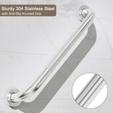 FANHAO 2 Pack Shower Grab Bar, 16 Inch Stainless Steel Bathroom Grab Bar with Anti-Slip Knurled Grip, Heavy Duty Shower Handle Bath Handle, Safety Bars for Elderly or Handicapped (Brushed)