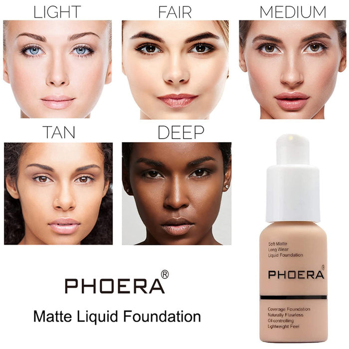 PHOERA® Full Coverage Foundation Soft Matte Oil Control Concealer 30ml Flawless Cream Smooth Long Lasting… (102 NUDE..)