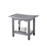 ONBRILL HDPS Shower Bench, Sturdy & Non-Slip & Weatherproof Design Shower Chair Seat with Storage Shelf, Shower Stool for Spa, Bathroom, Living Room, Bedroom, Inside or Outdoor Use - Grey