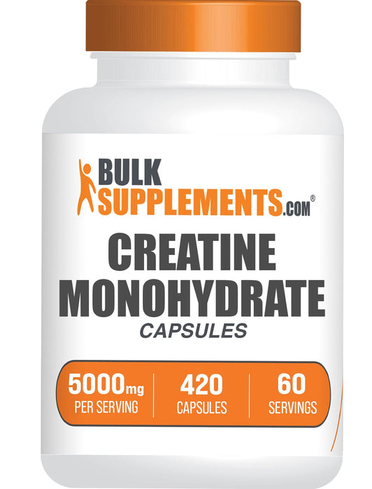 BulkSupplements.com Creatine Monohydrate Capsules - Micronized Creatine Monohydrate, Creatine Pills - 7 Creatine Capsules per Serving, 5000mg, Gluten Free, 420 Capsules (Pack of 1)