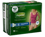 Small Maximum Absorbency Depends Fit Flex Underwear,19 count