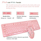 Gaming Keyboard and Mouse,Soke-Six 2.4G Wireless Retro Punk Typewriter-Style Backlit Keyboard Mice Combo,4800mAh Battery,Mechanical Feel,Anti-ghosting,Crystal Panel Round Keycaps (Pink+White Light)