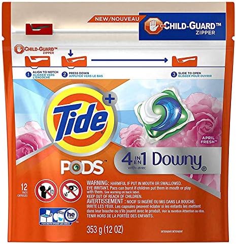 Tide Pods Laundry Detergent - 4 in 1 With Downy April Fresh - 12 Count Pods Per Package - Pack of 2 Packages