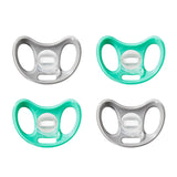 Tommee Tippee Advanced Sensitive Skin Soother, Unique Shield for Less Skin Contact, Symmetrical Orthodontic Design, 6-18m, Pack of 4 Dummies