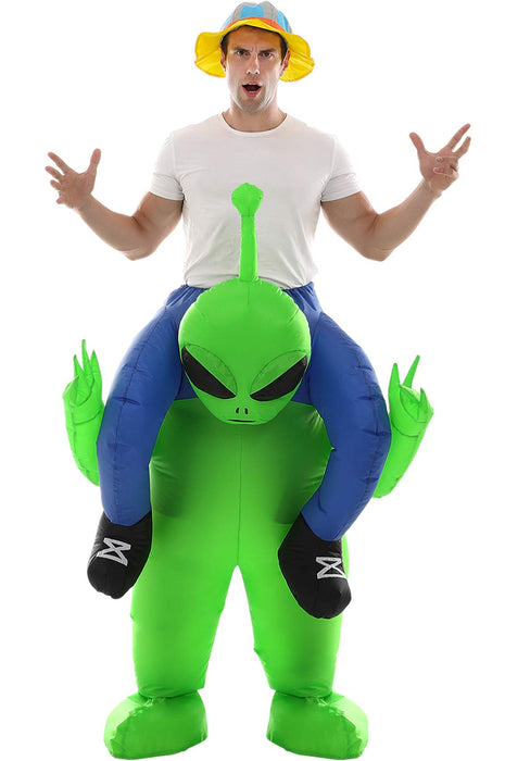 Inflatable Alien Costume Funny Halloween Ride-On Blow Up Costume for Adult