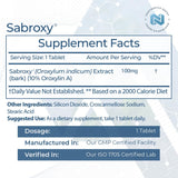 Nootropics Depot Sabroxy® Tablets | 100mg | 90 Count | Minimum 10% Oroxylin-A | Oroxylum indicum | May Help Promote Focus & Motivation | May Help Promote Cognitive Function