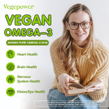 Vegan Omega-3 Algae DHA Supplements - 2000mg Algae Oil, Plant-Based Prenatal Algal DHA, 90 Carrageenan Free Softgels -Sustainable Fish Oil Alternative Supports Brain, Heart, Eyes, Joint Health