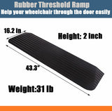 BESEA 2" Rise Rubber Threshold Ramp Wheelchair Ramp for Home Doorways 3.6 Feet Long 2200lbs Load Capacity Power Scooter Ramp