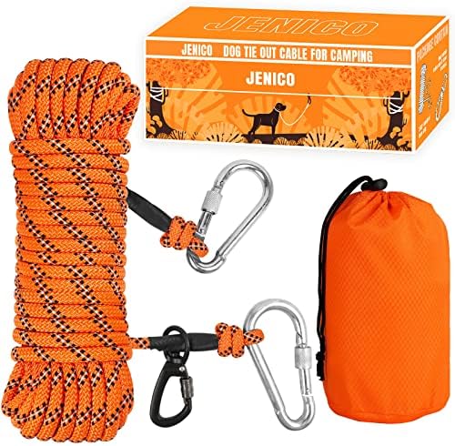 Dog Tie Out Cable for Camping - 50ft/70ft/100ft Portable Reflective Overhead Trolley System for Dogs up to 300lbs - Dog Lead for Yard Camping | Parks | Outdoor Events