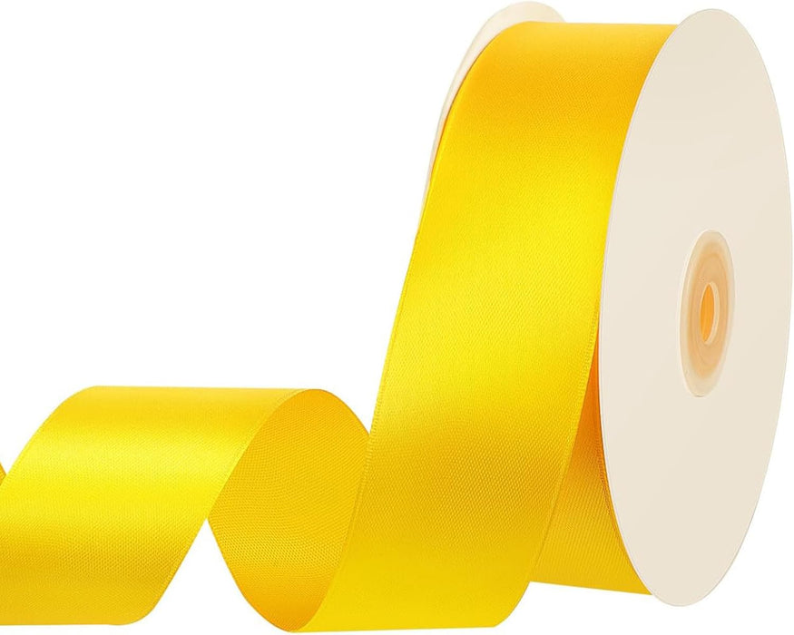 Yellow Satin Ribbon 120 Yards 1 1/2 Inch Yellow Ribbon Stocking Stuffers for Gift Wrapping Flower Bouquet Crafts Fall Decor Party Halloween Christmas Decorations