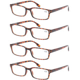 Kerecsen 4 Pack Reading Glasses for Women/Men Spring Hinges Readers Glasses Lightweight Eyeglasses (4 Pack Tortoise, 1.75)