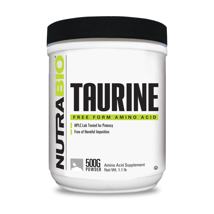 NutraBio Taurine Supplement Powder, Better Energy Levels & Digestion, Reduce Muscle Cramps, 500 Grams - 1000mg Serving