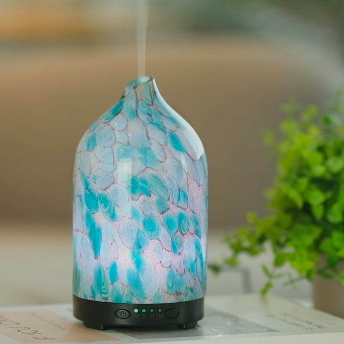 Essential Oil Diffuser Aromatherapy Diffuser - 120ml Glass Ultrasonic Cool Mist Scent Aroma Diffuser, Whisper Quiet with Auto Shut-Off, 4 Timer Setting &7 Colors Night Light for Home (Mountain Stone)