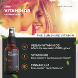 Ideal Infusion Vegan Vitamin D3 5000 iu with K2 (MK-7) Liquid Spray: Organic Plum with Cinnamon - Bone Health, Immune Support, Bone Structure (75 Servings)