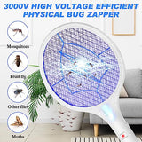 Qualirey Electric Fly Swatter 2 in 1 Rechargeable Mosquito Swatters UV Light Bug Zapper Racket Fly Mosquito Zapper Insect Control for Home Bedroom Kitchen Office Backyard Patio Indoor Outdoor (2 Pcs)