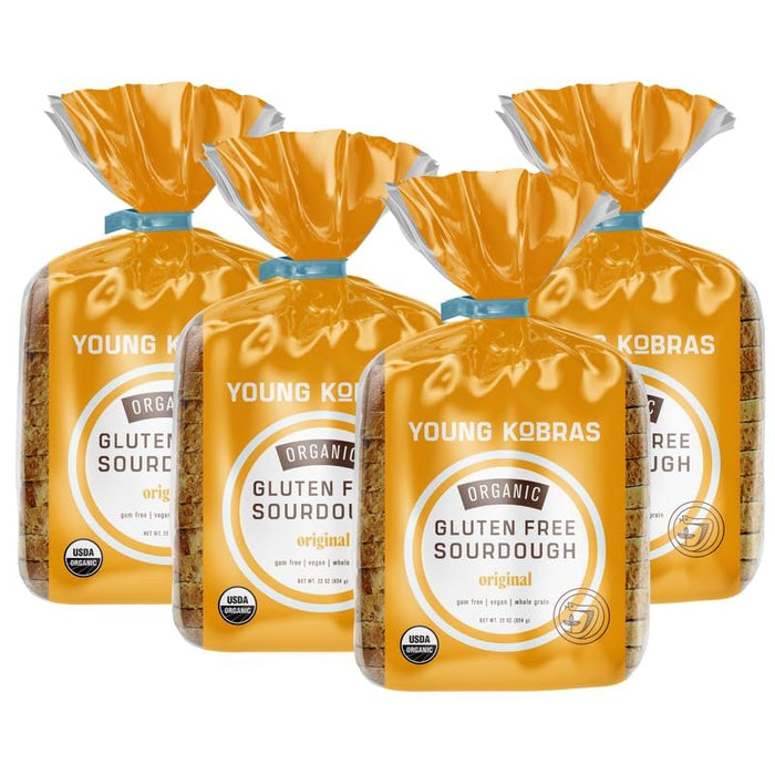 Young Kobras Organic, Gluten-Free Original Sourdough Bread (4-pack) - Allergen Friendly, Vegan, Gum-Free, Simple Ingredients & Made Fresh to Order