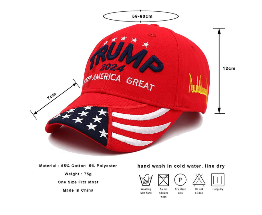 Trump 2024 Hat, Donald Trump 2024 Cap Keep America Great MAGA USA Embroidery Adjustable Baseball Cap