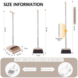 XXFLOWER Broom and Dustpan Set with Long Handle, Light Weight Stainless Steel Poles Stand Upright Dustpans with Broom Combo for Home Kitchen Office Pet Dog Hair, Brown & Beige Color, 1-Pack