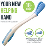 Juvo Toilet Aid - 18” Long Reach Personal Wiping Aid with Hygienic Cover - Easy Use Comfort Self Wiper for Toileting (SATA01)