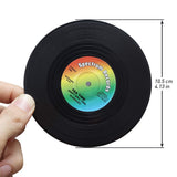 homEdge Vinyl Record Coasters, 6 Pieces of Retro Style Vinyl Coasters