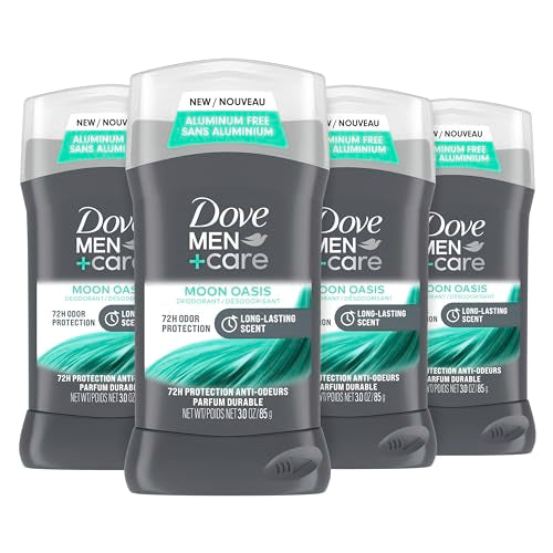 Dove Men+Care Aluminum-Free Deodorant Moon Oasis 4 Count for a Long-Lasting Scent, with 72H Odor Protection, 3.0 oz