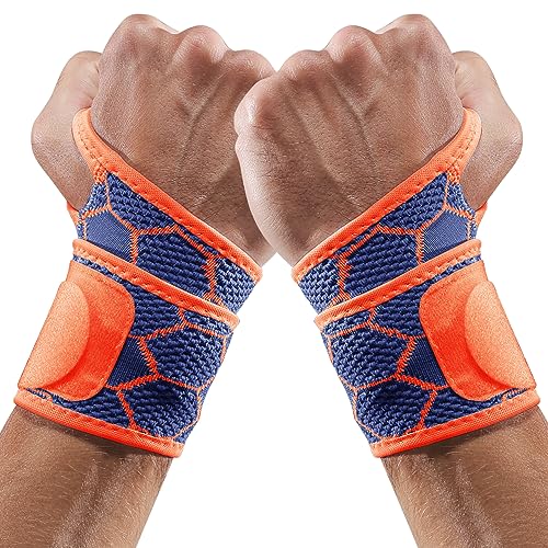 Sport Slim Wrist Wrap - Wrist Brace for Carpal Tunnel Relief, Neoprene-Free Compression Wrist Support for Workout, Adjustable Wrist Guards Fit Right Left Hand(Cobalt Bule, 2 Pack)