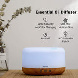 BlueHills Premium 1000 ML XL Essential Oil Diffuser Aromatherapy Humidifier with Remote Timer for Large Room Home 18 Hour Run Huge Coverage Area 1 Liter Mood Light Extra Large Capacity Wood Grain D004